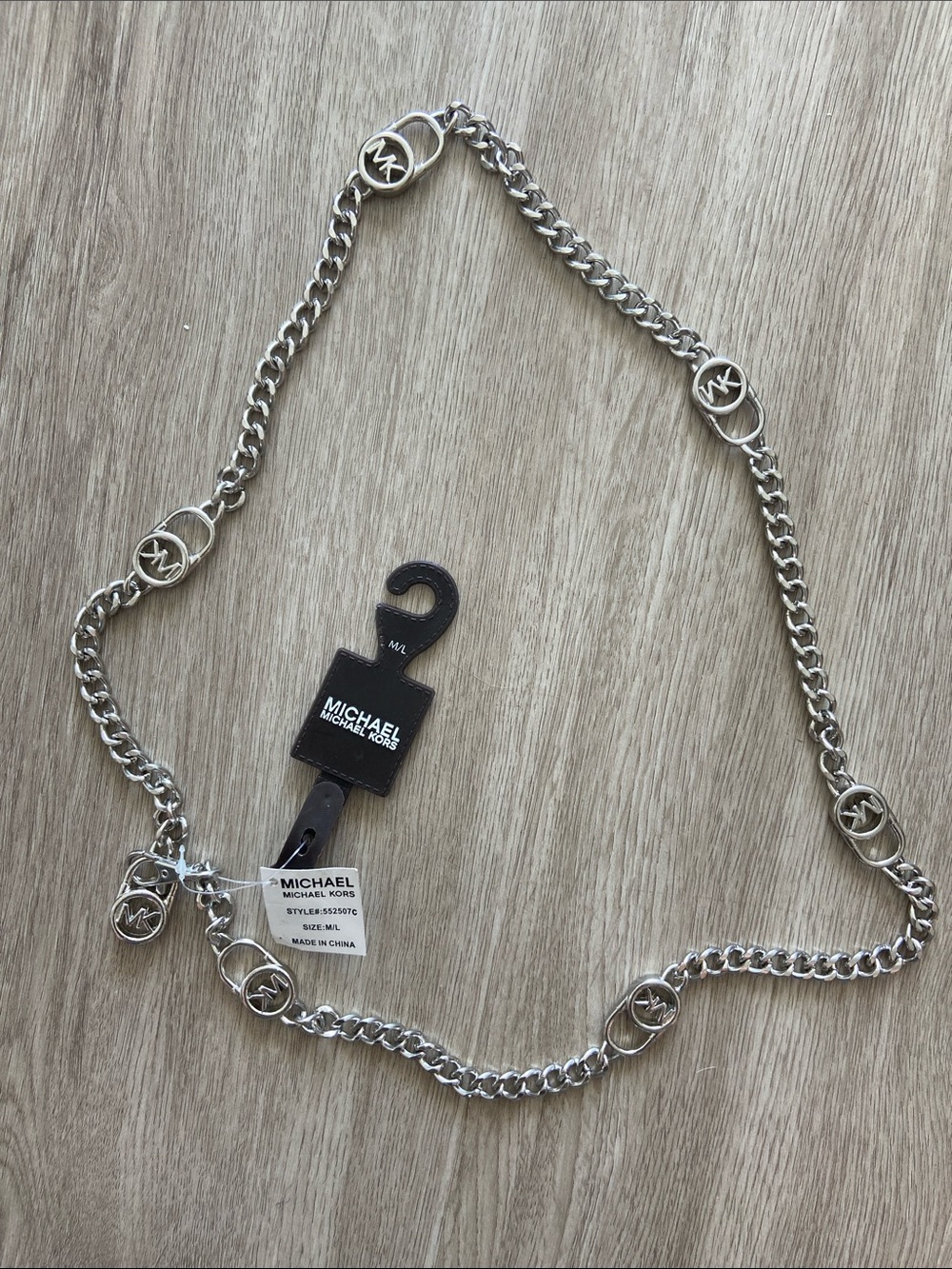 Michael Kors Silver Logo Chain Belt